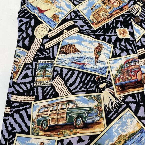 VTG Joe Kealoha Men’s Hawaiian Hula Island Postcard Print Aloha Shirt Cruise XL - Picture 6 of 7